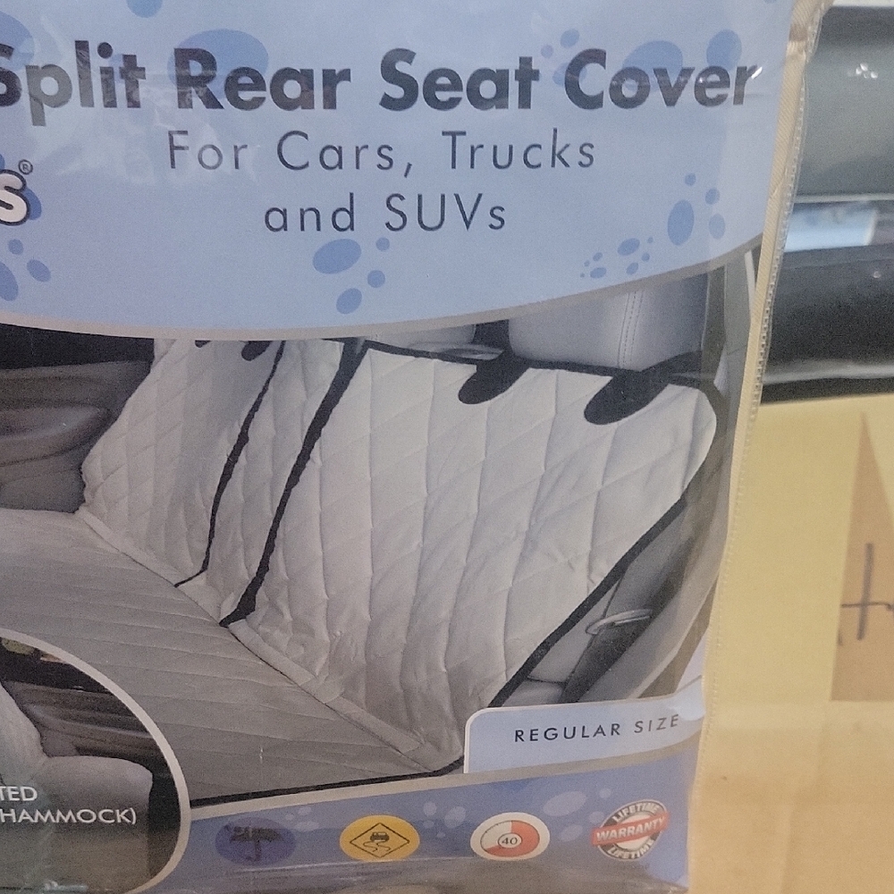 Pet Rear Seat Cover for Cars - White and Black